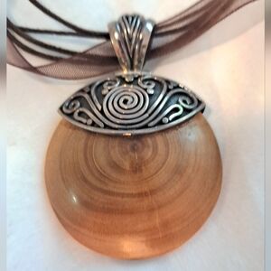 Balinese Sterling Silver and Wood Pendant